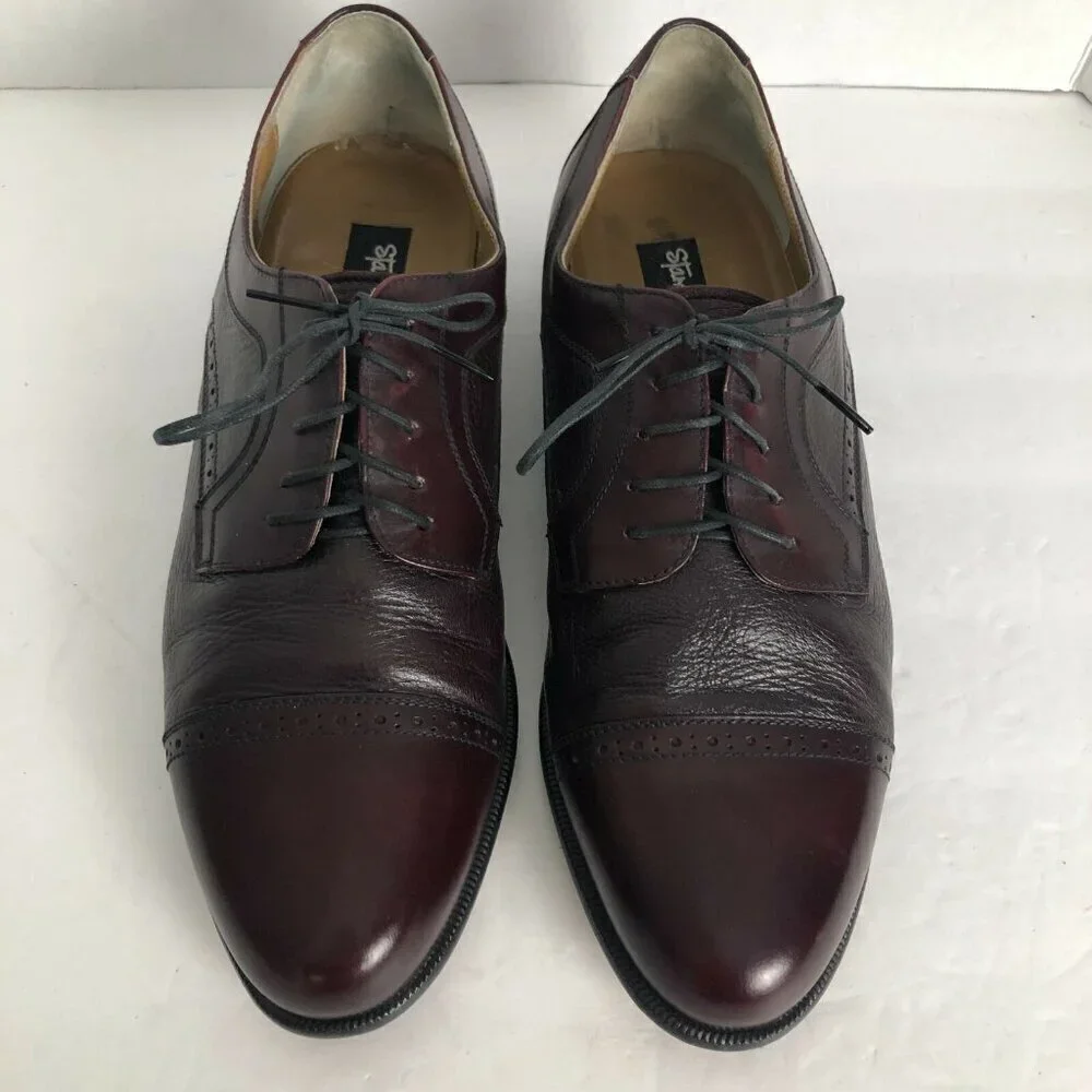 Stamati Mastroianni Leather Oxfords Men's size 10 Oxblood Cap Toe Made in Italy